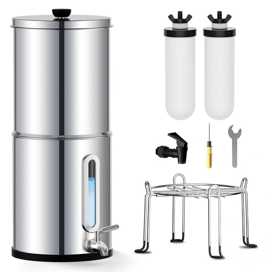 Waterfiltersysteem met waterniveau-indicator van 8,5 liter, voor thuisgebruik, camperreizen, met EU 98/37/EC, NSF/ANSI 42 en 372-certificering, keramische filters