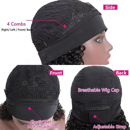 Hoofdbandpruik Van Menselijk Haar 61 Cm – Haarbandpruik – Pruik Van Echt Haar – Natuurlijke Hoofdbandpruik – Deep Wave Pruik – 150% Dichtheid – Lijmvrij Zonder Kant