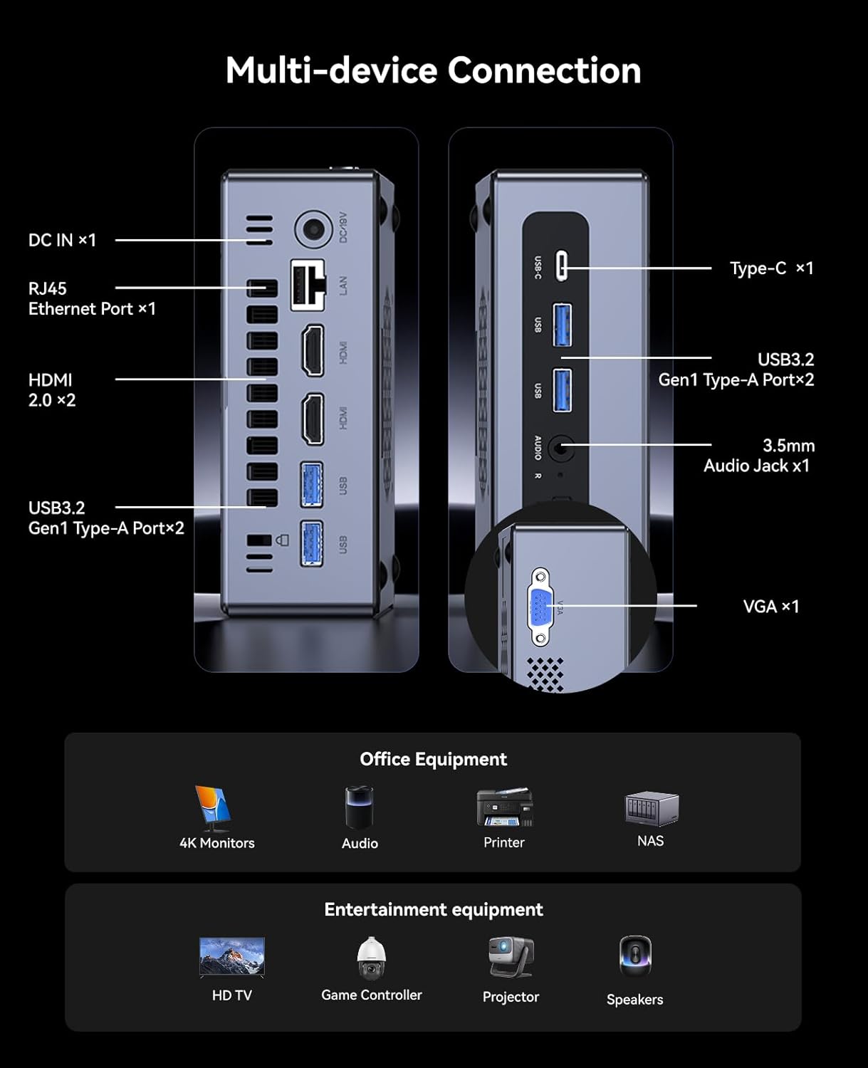 NiPoGi CK10 Mini PC Ιntel Core i5-12600H (12C/16T, tot 4,50 GHz), 16GB DDR4 512GB M.2 NVMe SSD, Mini Computer W-11 Pro, WiFi 6, BT 5.2, 2×HDMI+VGA, 4K Drievoudig Beeldscherm voor Kantoor/Thuis/HTPC