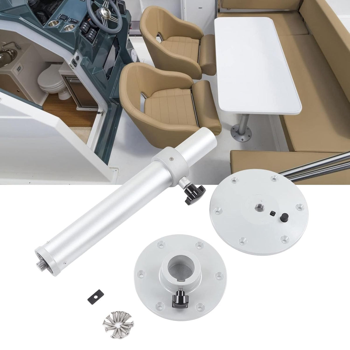 Verstelbare tafelpoot van aluminiumlegering rv table afneembare standaard, montageframe 46 - 60 cm, 360°-draaiknop voor campers, caravans, boten, jachten boat table leg Akcesoria do foteli - QUORE