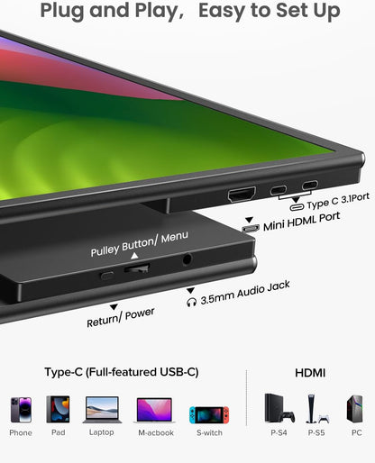 EVICIV Draagbare Monitor Touchscreen 21.5 Inch 120Hz Draagbare Display Gaming 1080P 2000:1 IPS Mobiele Screen USB C HDMI voor Laptop PC Mobiele Telefoon