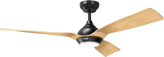 reiga Plafondventilator, 132 CM, met downrod-montage, licht en afstandsbediening, 3-kleurig eikenblad-pak voor binnen en buiten, 6 temperatuurschakelaars met 3 kleuren