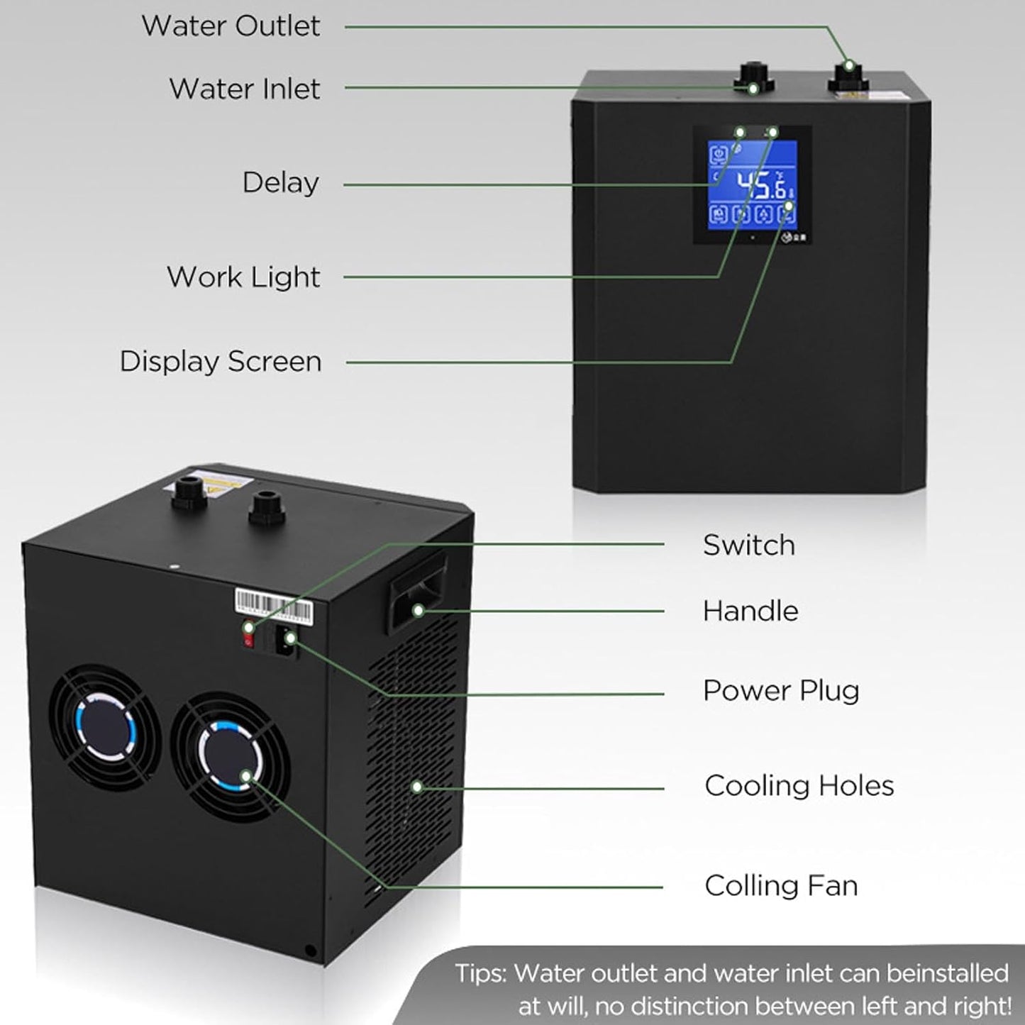 IJsbadwaterkoeler – Waterkoeler – Cold Plunge Koeler – IJsbad Koeler – Badkoelsysteem – 1/3 Pk EU-Plug 220V – LCD-Touchscreen Met Afstandsbediening