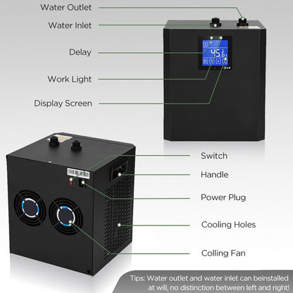 IJsbadwaterkoeler – Waterkoeler – Cold Plunge Koeler – IJsbad Koeler – Badkoelsysteem – 1/3 Pk EU-Plug 220V – LCD-Touchscreen Met Afstandsbediening