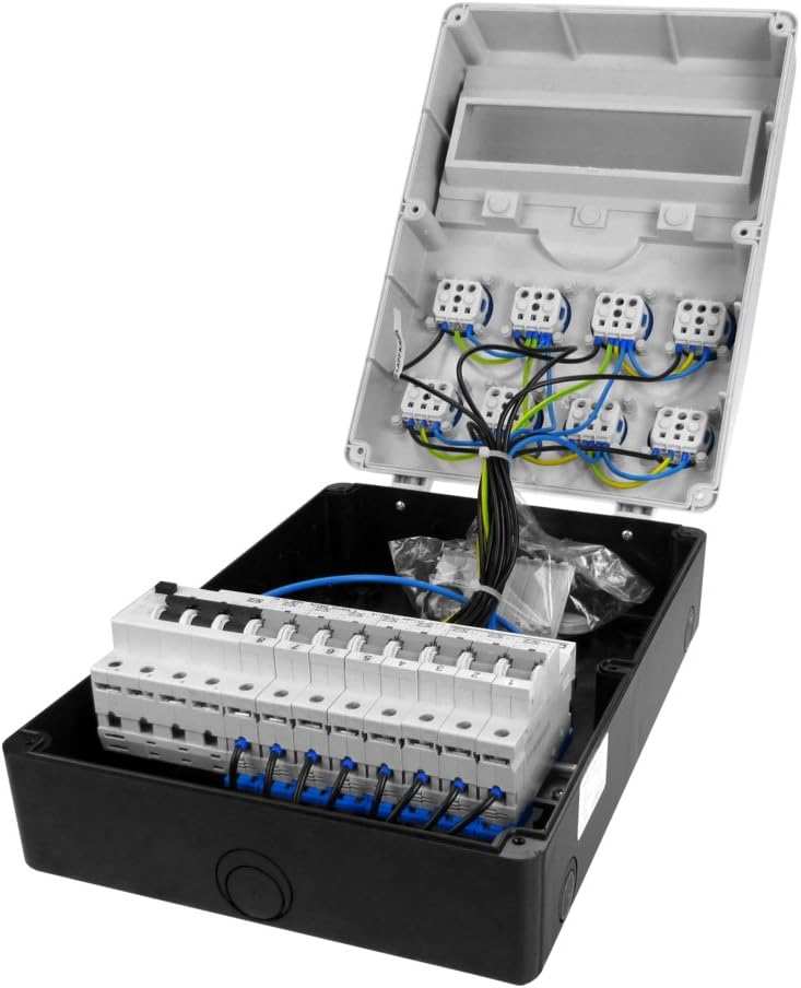 Stroomverdeler IP54 TD-S/FI met 8 x 230 Mennekes stopcontacten, wandverdeler, stekkerverdeler, bouwstroomverdeler, doktervolt