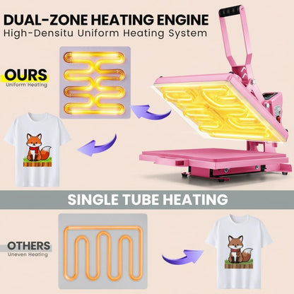 Schuifregelaar voor T-shirts, transferpers, industriële digitale sublimatiemachine voor sublimatie op T-shirts voor doe-het-zelf sublimatie (roze)