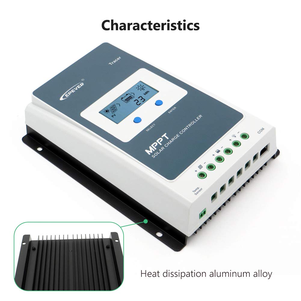 EPEVER® 30A MPPT zonne-laadregelaar 12V/24V automatische identificatie met LCD-display voor communicatie basisstations en huishoudelijke systemen - Tracer 3210AN