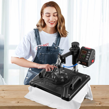 10-in-1 warmtepers Zwart – Transferpers – Sublimatiepers – T-shirtpers – Persmachine – 30 x 38 cm – 360° draaibaar