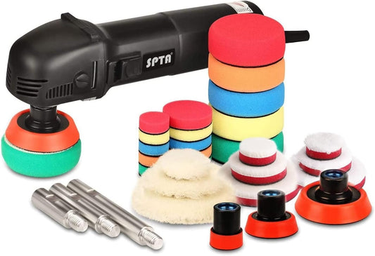 Mini-polijstmachine, SPTA, 780 W, polijstmachine met 6 variabele snelheden, zijhandgreep, 25/50/80 mm polijstschijf/polijstspons/wollen schijf/schuurpapier voor het polijsten van auto's, meubels - HROMPS3AC