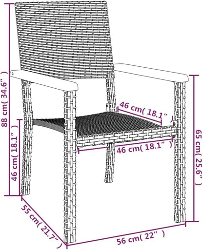 vidaXL 5-delige Tuinset poly rattan zwart - QUORE