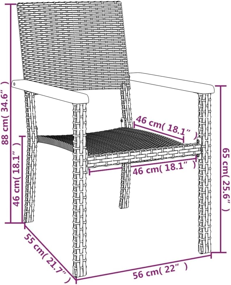 vidaXL 5-delige Tuinset poly rattan zwart - QUORE