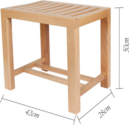 AMSXNOO Bamboe badkamerkruk, Douchekruk Badkruk voor Garderobe Bijzettafel Badkamer Zitbank Spa Sauna, HxBxD: 50 x 42 x 28 cm (Kleur: Natuurlijk, Grootte: 42 x 28 x 50 cm)