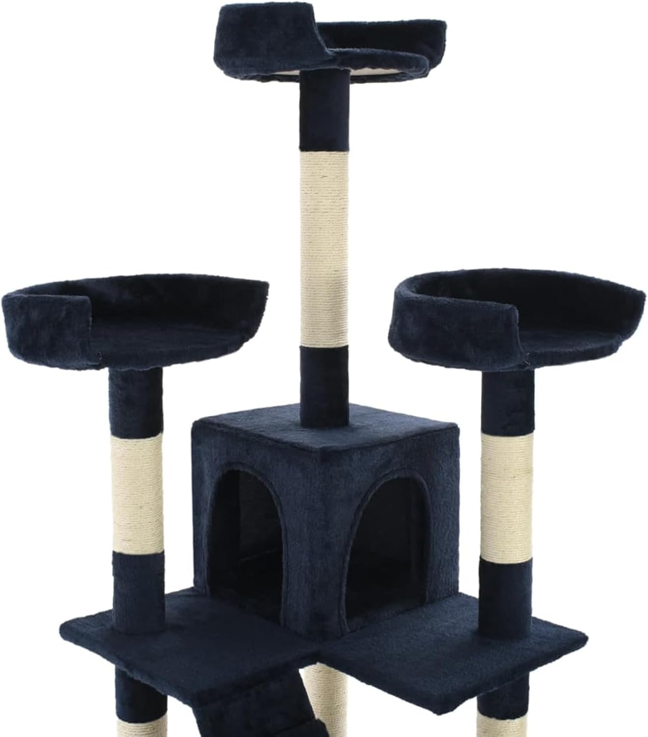 Krabpaal – Kattenkrabpaal – Kattenboom – Krabmeubel – Kattenhuis – Met Sisal Kolommen – 170 cm Hoog – Zacht Pluche – Blauw