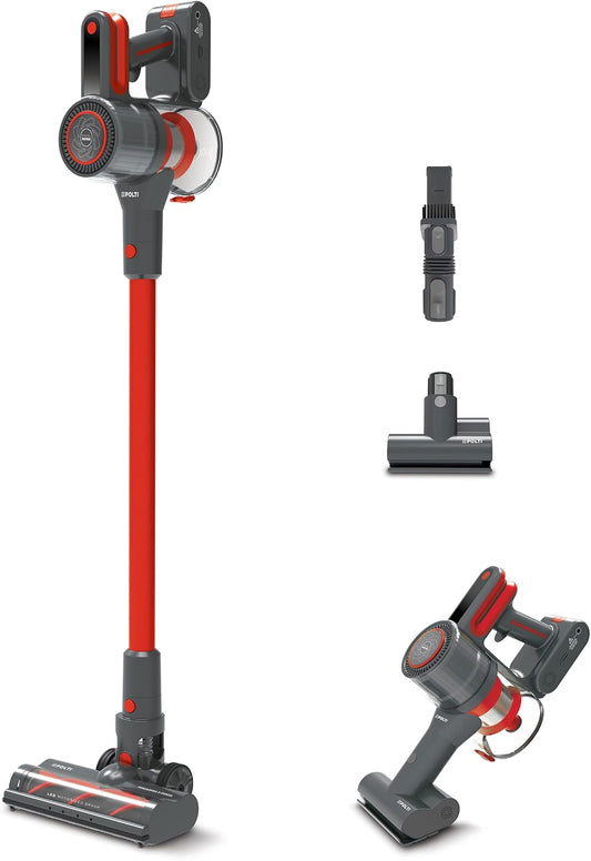 Polti Forzaspira D-Power SR550 Draadloze stofzuiger, 2-in-1, digitale motor en multi-cyclonische technologie, autonomie tot 40 min, 3 stofzuigprogramma's, mini-turboborstel, rood/grijs