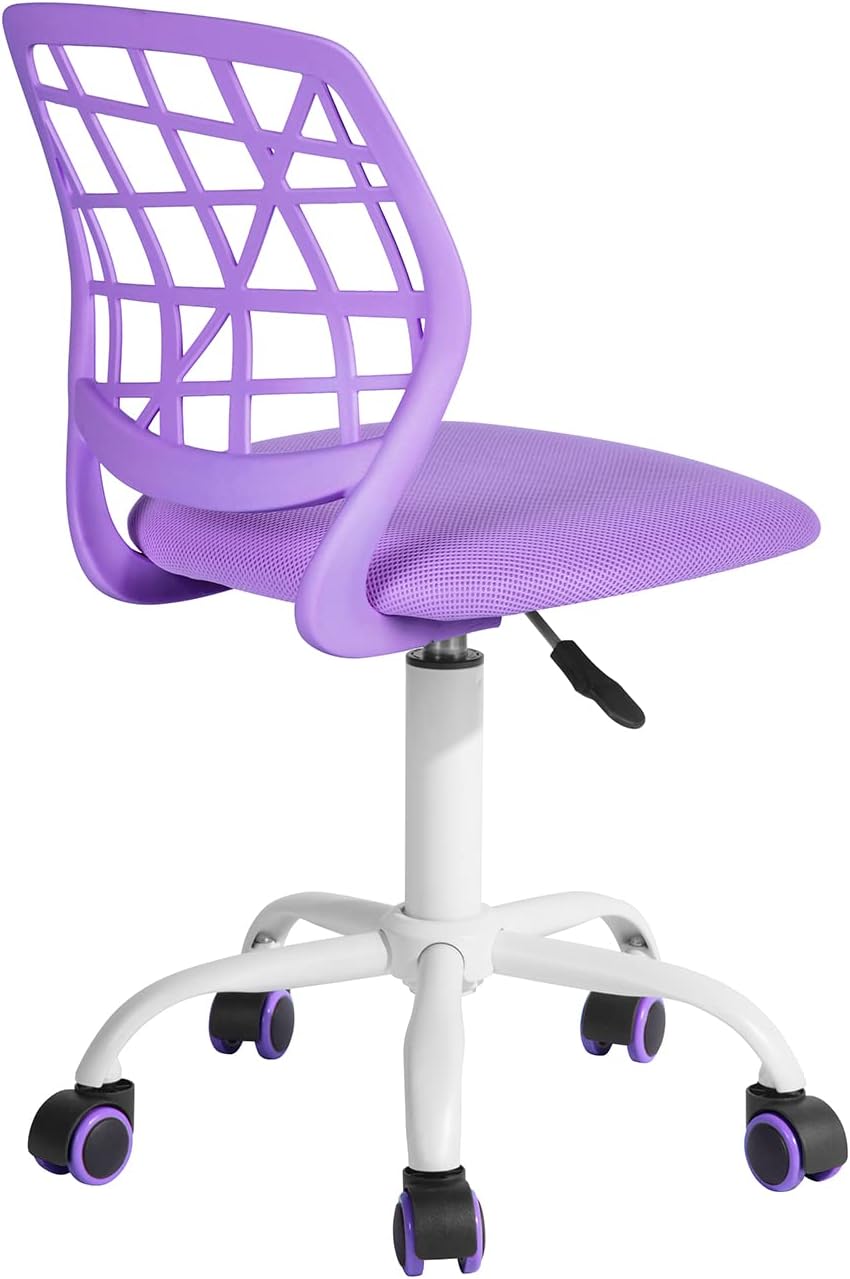FurnitureR 2 stuks Home Office-stoel, ergonomische verstelbare hoogte draaibare rolstoel, computerstoel voor thuis, kantoor en studie, metaal, roze, paars, 38,5 cm x 40 cm x 75-87 cm