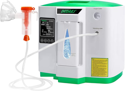 DEDAKJ Zuurstofconcentrator 2-9L/min Regelbare Stroom, Zuurstofconcentraat 93% Hoge Concentratie Vernevelingsfunctie, Zuurstofmachine Geschikt voor Reizen Thuis en Kantoor Gebruik