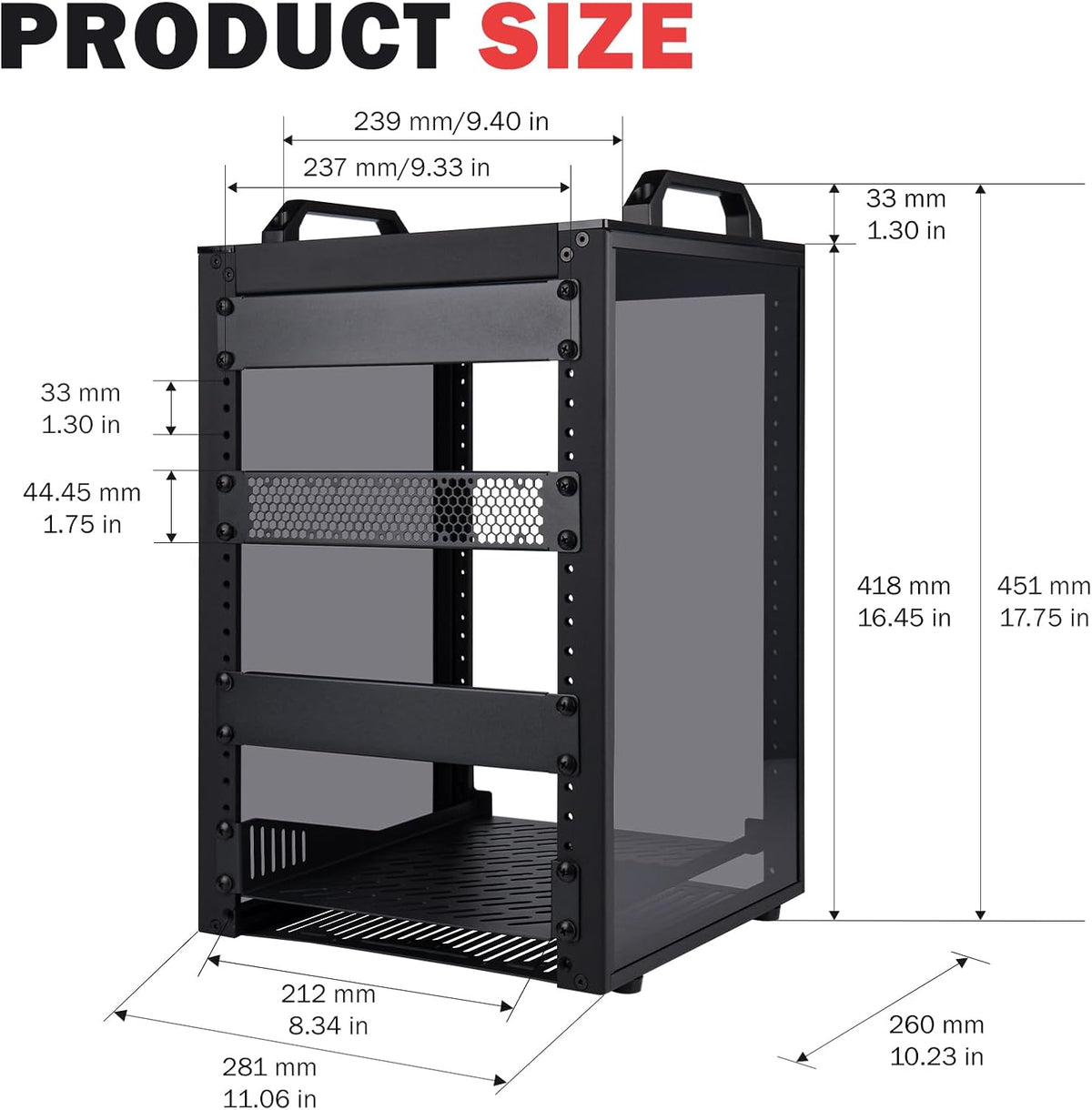 GeeekPi DeskPi RackMate T1 Plus, 10 Inch 8U Serverkast, 260 mm Diepte Mini Rack met Rack Plank & Blank Panel, voor 25,5 cm AV-, NAS- en serverapparatuur (zwart)
