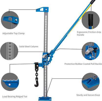Boerderijkrik – High Lift Jack – Farm Jack – 4x4 Krik – Tractorkrik – 48 Inch – 3 Ton – Gietijzer & Koolstofstaal