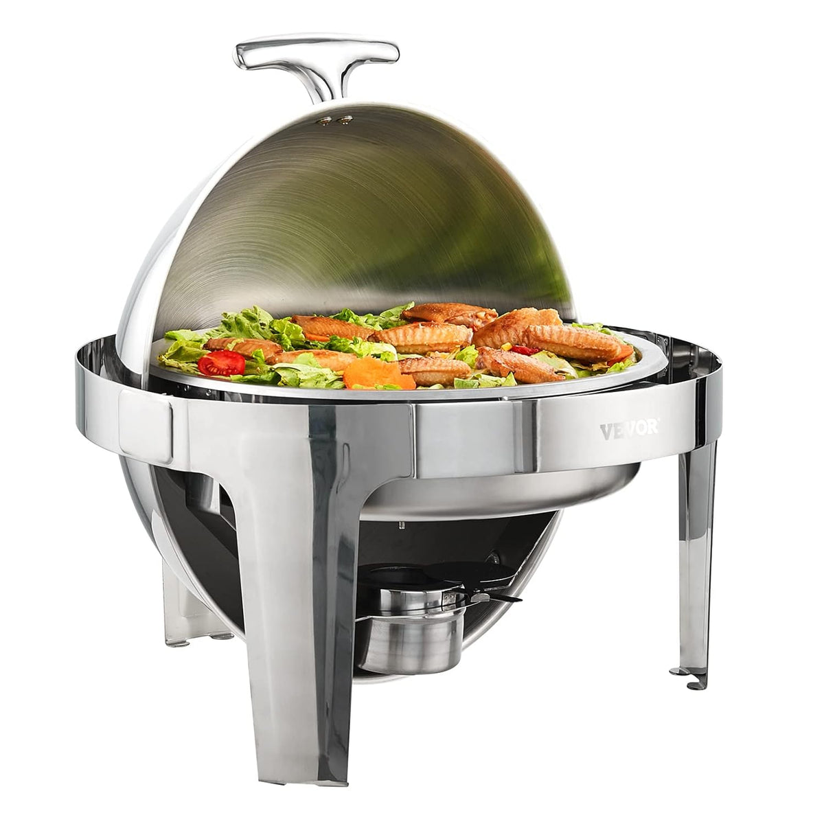 VEVOR DT-C1101 Ronde Catering Warmer Server Chafing Dish Buffet Set, Roestvrij Staal, Zilver