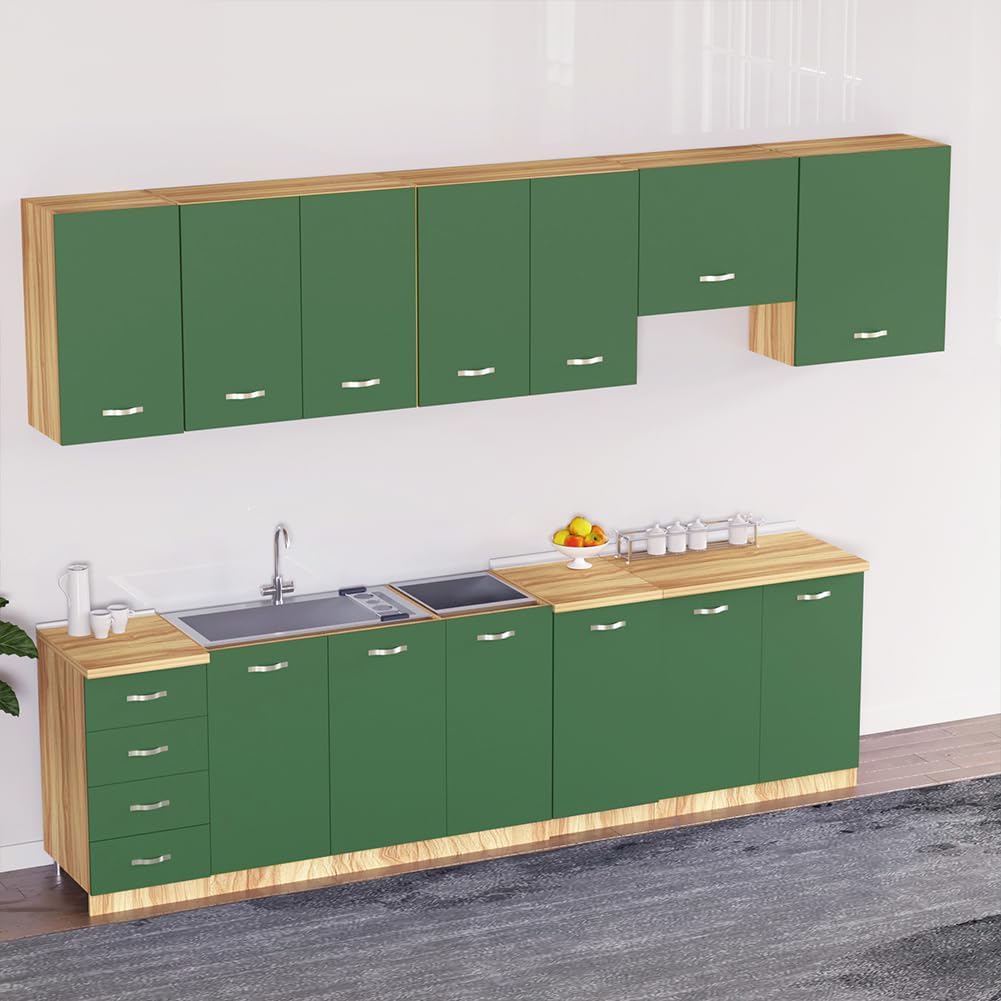 Shally Dogan Onderkast in de keuken met 2 deuren om in te bouwen, onderkast met 80 cm voor gootsteen (groen, 80 x 50 x 85 cm)