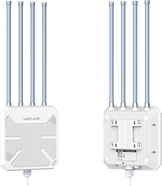 WAVLINK WiFi6 Outdoor Access Point, Long Range Outdoor WiFi, Dual Band 2.4G + 5G AX3000 Mesh Extender met PoE/4x8dBi high-gain antennes/IP67 weerbestendige behuizing/signaalboosterversterker