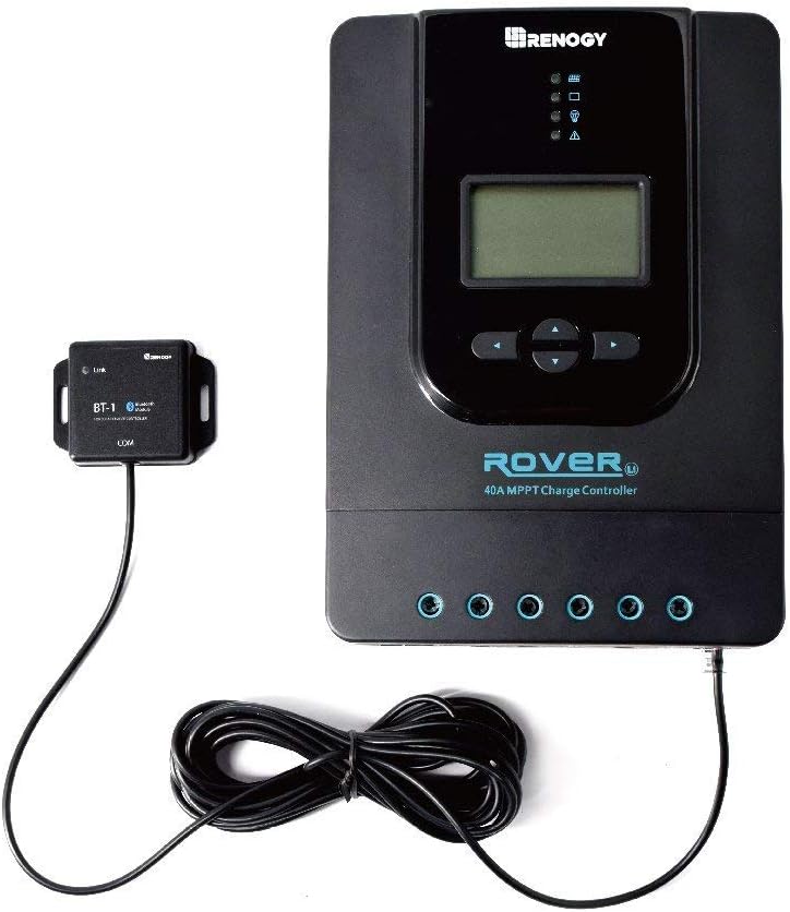 Renogy MPPT 40A 12/24 V MPPT zonne-laadregelaar Bluetooth zonne-laadregelaar met LCD-scherm, voor AGM, gel en lithium batterijen