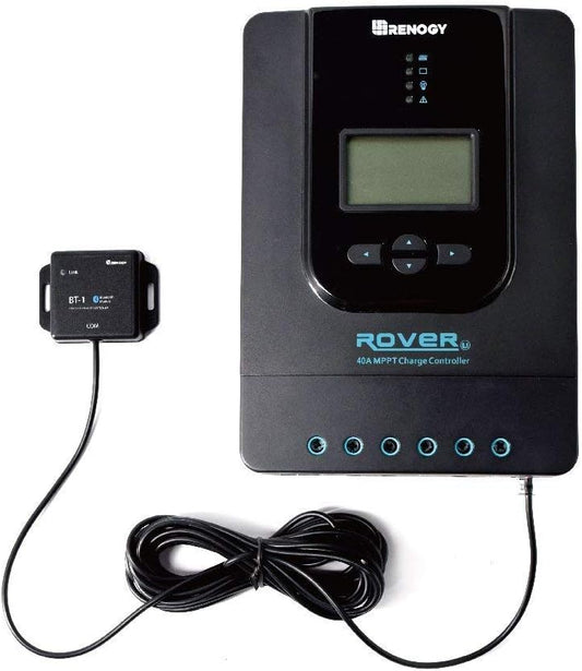 Renogy MPPT 40A 12/24 V MPPT zonne-laadregelaar Bluetooth zonne-laadregelaar met LCD-scherm, voor AGM, gel en lithium batterijen