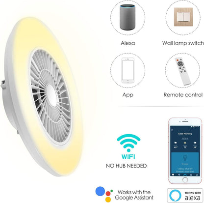 Intelligente led-plafondlamp met ventilator, plafondventilatorlampen, traploze instelling van de windsnelheid, continu dimmen, moderne ventilatorverlichting 60 cm