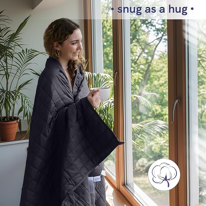 YNM Verzwaarde deken voor slaap, stress en angst, 100% katoen materiaal met glaskralen (donkergrijs 152 cm x 203 cm 11 kg), geschikt voor één persoon gebruik op tweepersoonsbed en kingsize bed