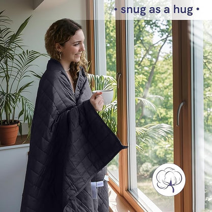 YNM Verzwaarde deken voor slaap, stress en angst, 100% katoen materiaal met glaskralen (donkergrijs 152 cm x 203 cm 11 kg), geschikt voor één persoon gebruik op tweepersoonsbed en kingsize bed