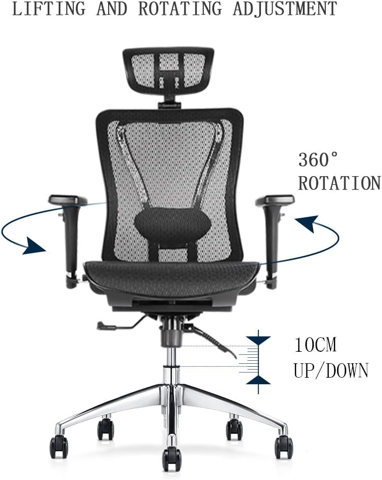 Bureaustoel – Computerstoel – Werkstoel – Bureaustoel Ergonomisch – Office Chair – Verstelbare Lendensteun – EN1335-Gecertificeerd – Belastbaar Tot 150 Kg