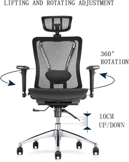 Bureaustoel – Computerstoel – Werkstoel – Bureaustoel Ergonomisch – Office Chair – Verstelbare Lendensteun – EN1335-Gecertificeerd – Belastbaar Tot 150 Kg