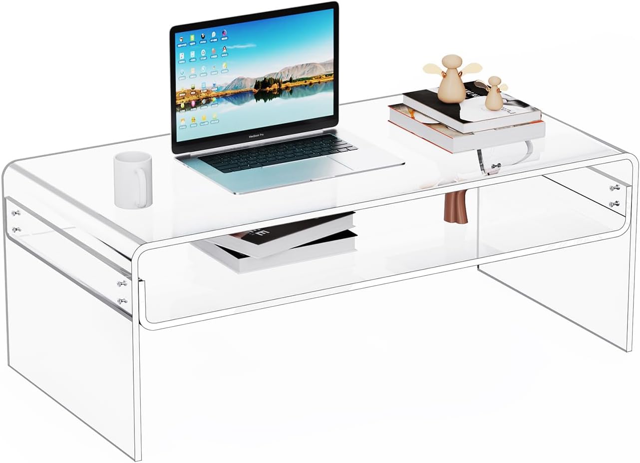 Acryl Salontafel, Transparant Helder Acryl Tafel (Transparant, 50 cm)