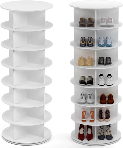 Schoenenkast – Schoenenrek – Schoenenopberger – Schoenenhanger – Opbergrek – 7 Etages – 360° Draaibaar – Duurzaam Wit PVC