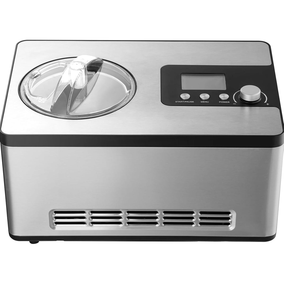 VEVOR Compressor ijsmachine, ijsmachine, 2 l, 180 W, Frozen yoghurtbereider, 3 modi, yoghurtmachine, huishouden, draagbare ijsmachine, sorbet gelato, geluidsarm, zilver, elektrisch