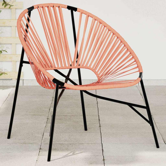 Polyrattan Garden Chair in Egg Shape Black and Orange Comfortable Outdoor Relax Chair with Powder Coated Steel Frame Weatherproof - QUORE