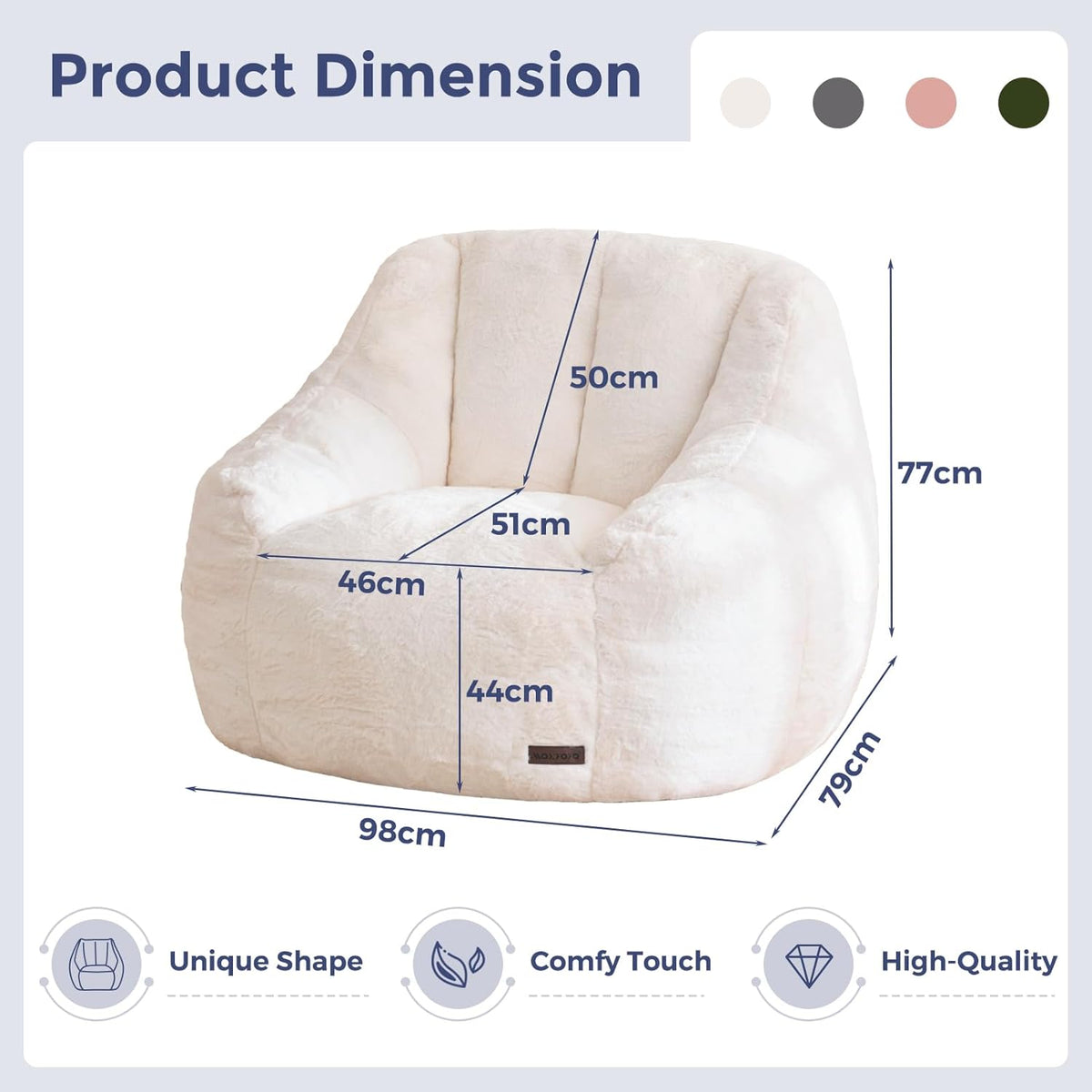 MAXYOYO Puff voor volwassenen en kinderen – Zachte imitatiebontstof, Solo Puff met vulling, Moderne bank, Ergonomisch en comfortabel, Fauteuil voor woonkamer en slaapkamer