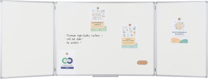 Bi-Office Earth Trio - whiteboard klaptafel met 3 whiteboards, magnetische geëmailleerde oppervlakken, 90 x 60/180 x 60 cm