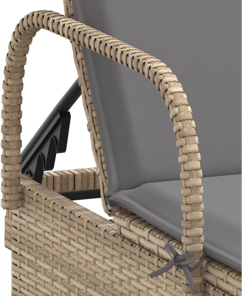 vidaXL Sun loungers 2 pcs with cushions poly rattan beige, garden chair, patio furniture, sunbed, garden furniture, deckchair, garden bed, sunbed garden, deckchair garden - QUORE