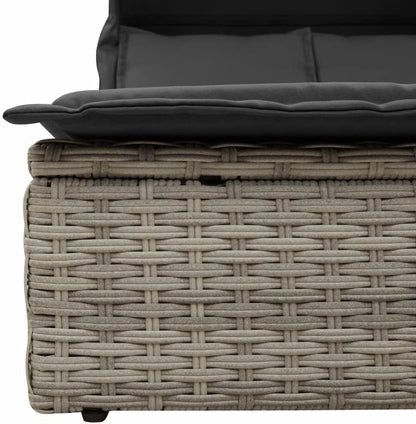 Outdoor Lounger with Retractable Hood and Washable Padded Cushions, Adjustable Backrest, 2 Positions, Durable PE Rattan, Garden Patio - QUORE