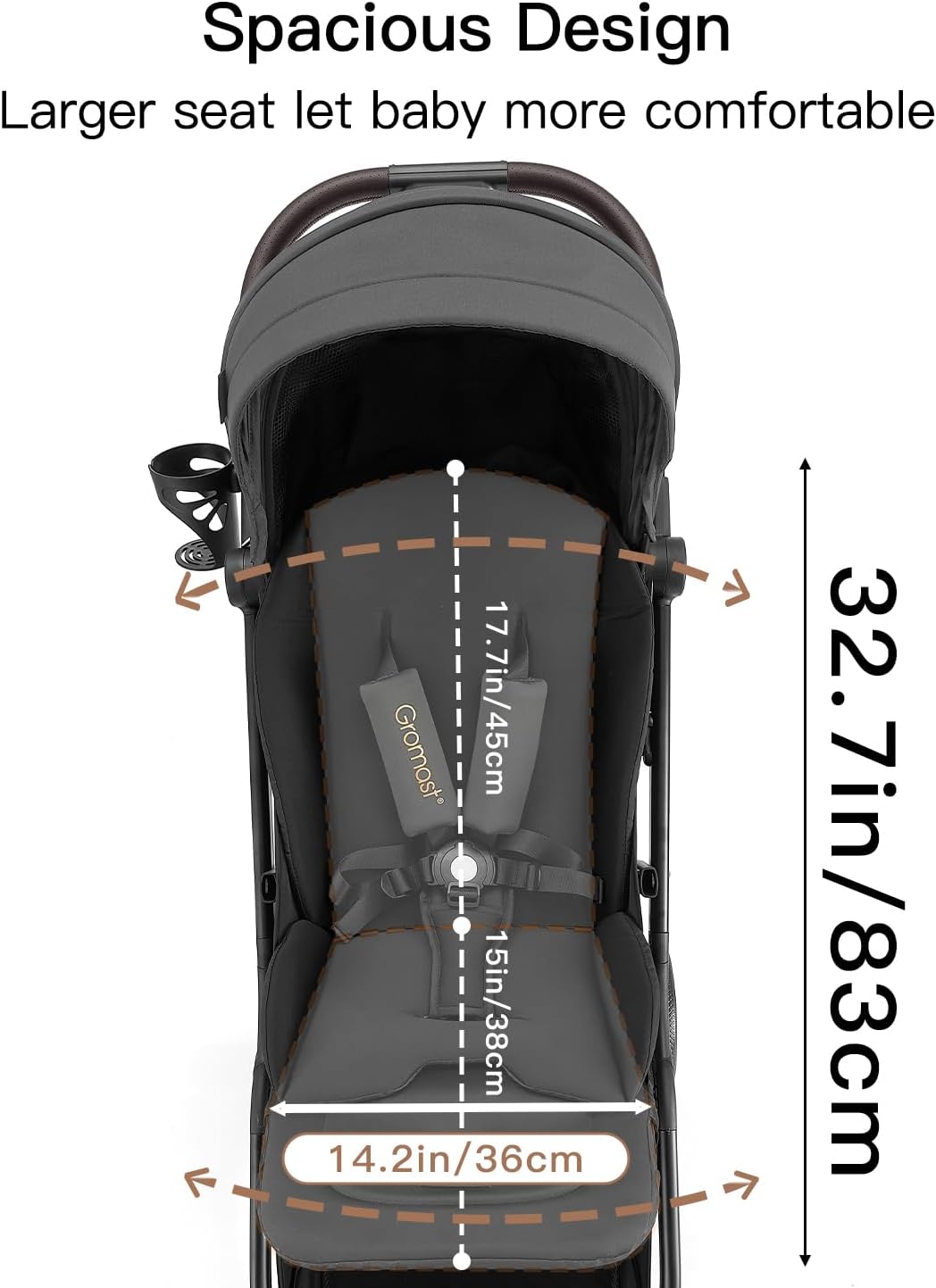 Gromast Wandelwagen van de baby A4 - Donkergrijs