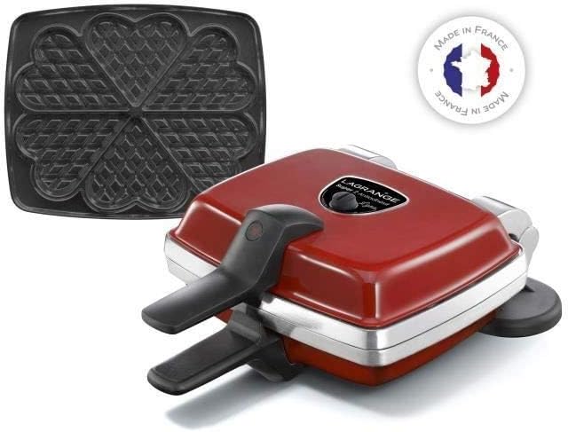 LAGRANGE Super2 wafelijzer, 1000 W, 1 set platen (makel hart), gemaakt in Frankrijk, omkeerbaar op sokkel, afneembare platen, multifunctioneel, moeiteloos reinigen, 039512