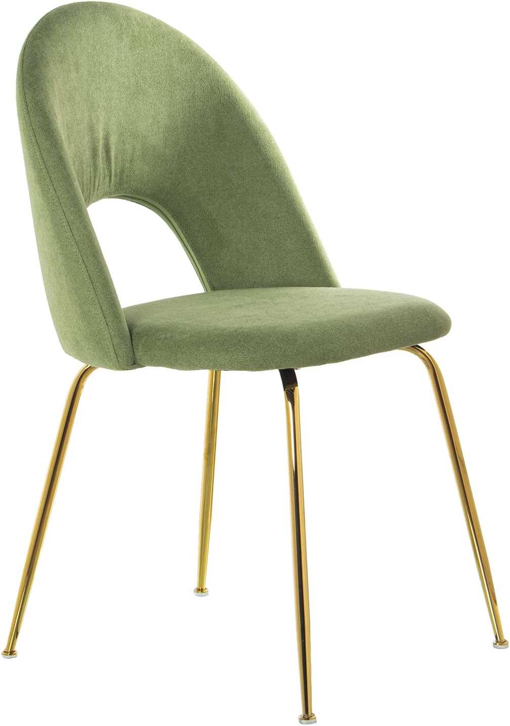 DRW Set van 4 stoelen van fluweel en metaal in groen en goud, 50 x 51 x 86 cm, zitvlak 47 cm