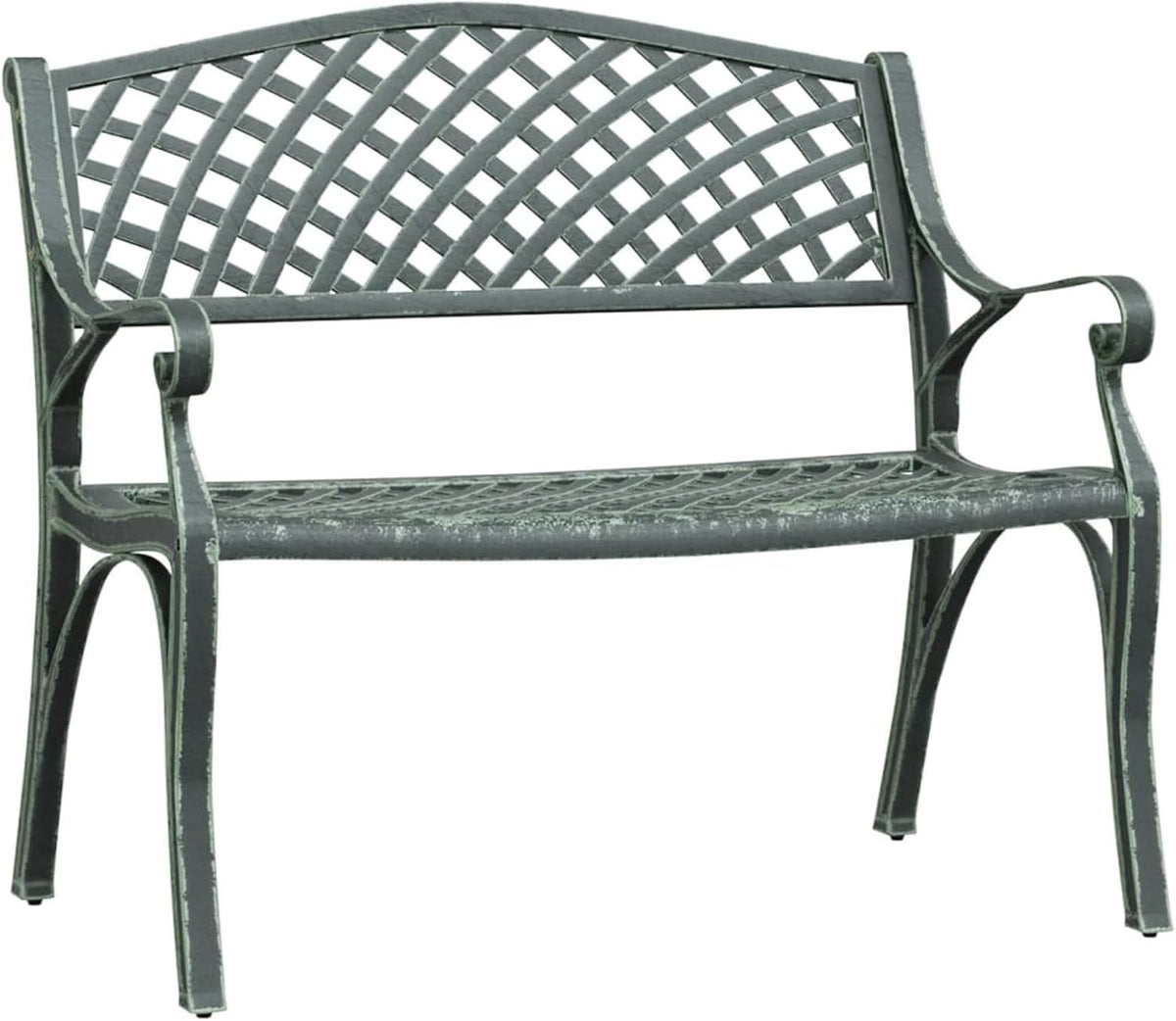 Mogou Garden bench, outdoor bench, patio, garden bench, cast aluminium, green, 102 cm - QUORE