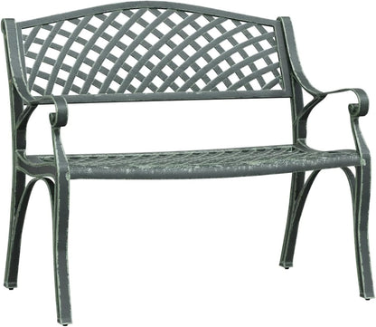 Mogou Garden bench, outdoor bench, patio, garden bench, cast aluminium, green, 102 cm - QUORE