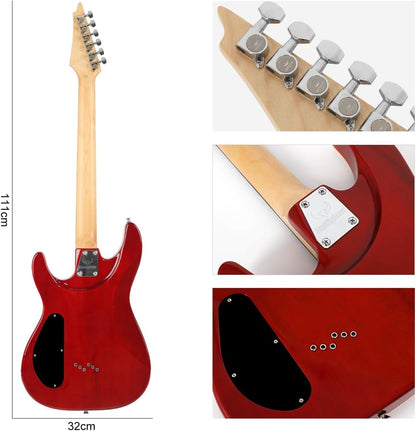 Elektrische gitaar voor beginners beginners volwassen oefening elektrische gitaar geavanceerd prestatie set professionele kwaliteit-D170 (Rood)