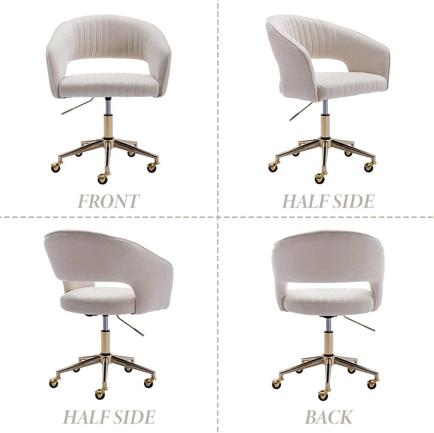 chairus Verstelbare Thuiskantoor Taakstoel Chenille Computer Draaibare Fauteuil Modern Open Rug Deskstoel (Beige)