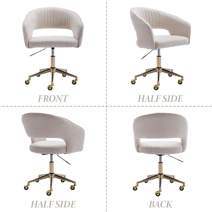 chairus Verstelbare Thuiskantoor Taakstoel Chenille Computer Draaibare Fauteuil Modern Open Rug Deskstoel (Beige)