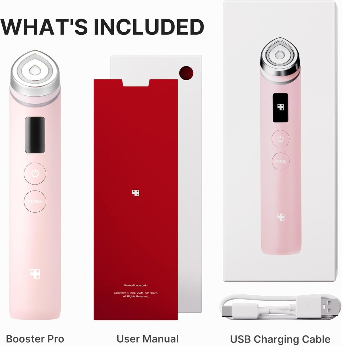 Gezichtsverzorgingsapparaat – Gezichtsmassageapparaat – Huidverzorgingsapparaat – Beauty Apparaat – Massageapparaat – Roze – 6-in-1 systeem – Booster, Air Shot, LED en Pore Care