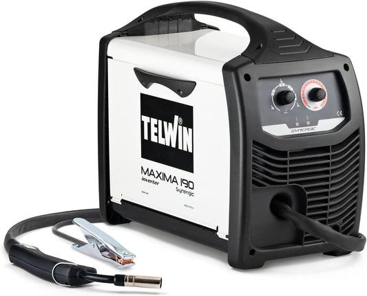 Telwin 816086 Maxima 190 Synergic draadlasapparaat MIG-MAG/FLUX/BRAZING met invertertechniek, 230 V, Maxima 190, wit